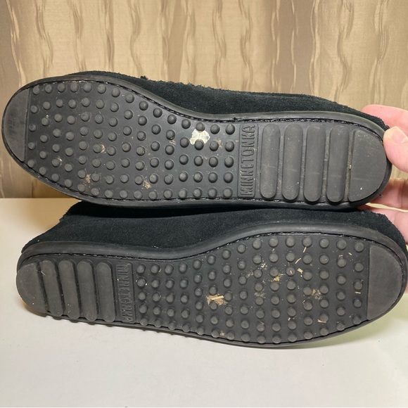 Minnetonka Thunderbird II 600 Women's 7 Suede Moccasin Black Beaded - Picture 8 of 12